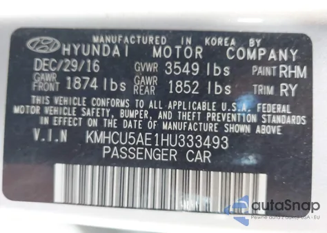 2017 Hyundai Accent Sport from USA, damaged, VIN KMHCU5AE1HU333493